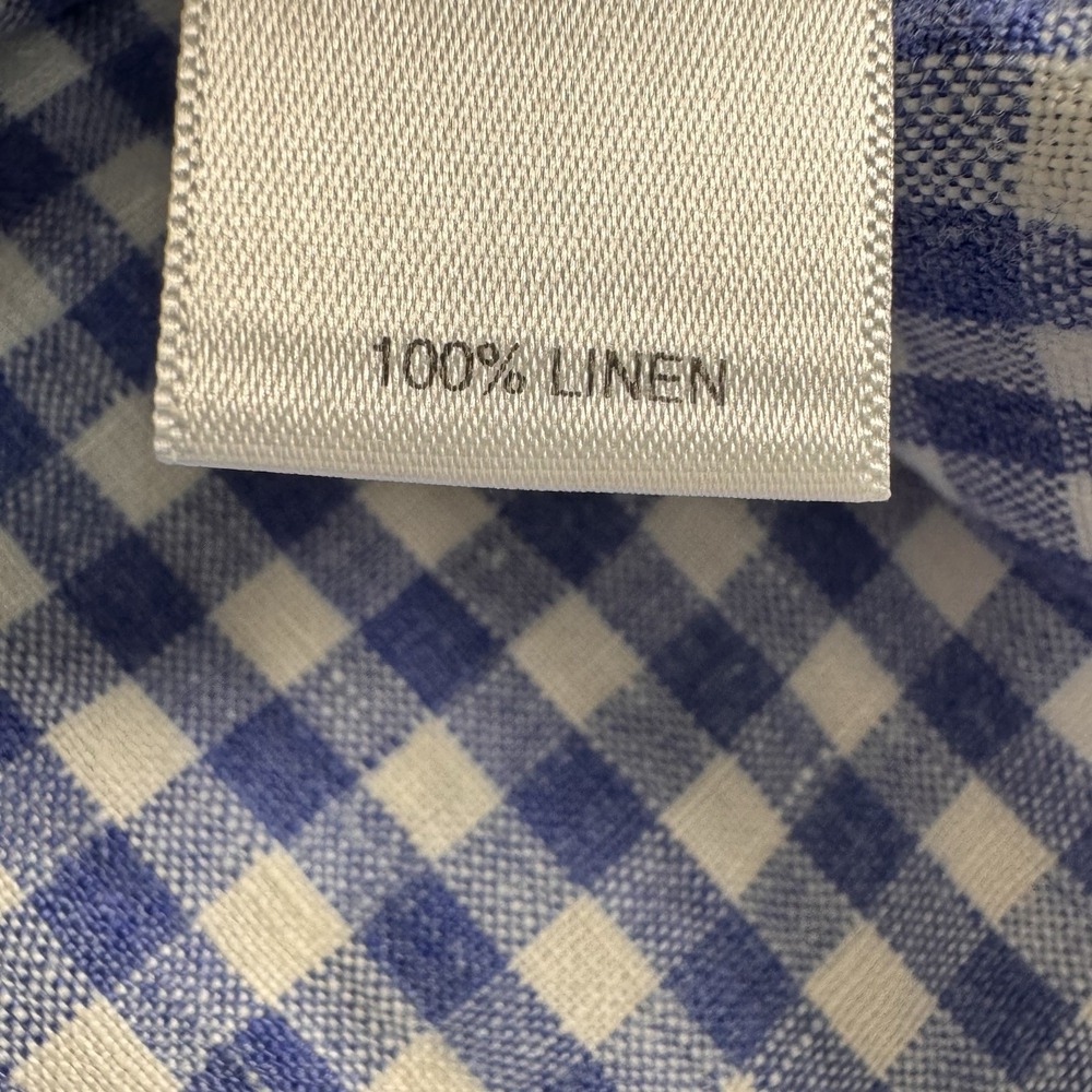 Murano Baird Mcnutt 100% Linen Shirt Men XL Blue Gingham Check Lightweight - Picture 7 of 10